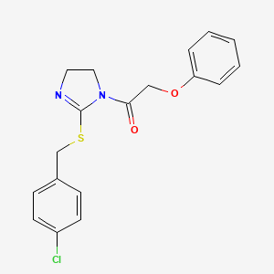 1-[2-[(4-Chlorophenyl)methylsulfanyl]-4,5-dihydroimidazol-1-yl]-2-phenoxyethanone