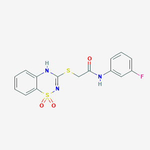 molecular formula C15H12FN3O3S2 B2400237 2-[(1,1-dioxo-4H-1lambda6,2,4-benzothiadiazin-3-yl)sulfanyl]-N-(3-fluorophenyl)acetamide CAS No. 899734-15-7