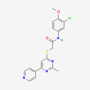 molecular formula C19H17ClN4O2S B2400238 N-(3-氯-4-甲氧基苯基)-2-((2-甲基-6-(吡啶-4-基)嘧啶-4-基)硫)乙酰胺 CAS No. 1251616-08-6