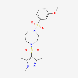 1-((3-methoxyphenyl)sulfonyl)-4-((1,3,5-trimethyl-1H-pyrazol-4-yl)sulfonyl)-1,4-diazepane
