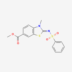 molecular formula C16H14N2O4S2 B2400253 (Z)-methyl 3-methyl-2-((phenylsulfonyl)imino)-2,3-dihydrobenzo[d]thiazole-6-carboxylate CAS No. 955260-08-9