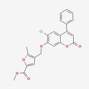 molecular formula C23H17ClO6 B2400257 Methyl 4-[(6-chloro-2-oxo-4-phenylchromen-7-yl)oxymethyl]-5-methylfuran-2-carboxylate CAS No. 374759-81-6