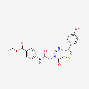 molecular formula C24H21N3O5S B2400293 ethyl 4-({[7-(4-methoxyphenyl)-4-oxothieno[3,2-d]pyrimidin-3(4H)-yl]acetyl}amino)benzoate CAS No. 1206987-21-4