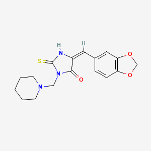 5-(1,3-benzodioxol-5-ylmethylene)-3-(piperidinomethyl)-2-thioxotetrahydro-4H-imidazol-4-one
