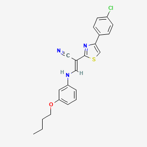 molecular formula C22H20ClN3OS B2400304 (E)-3-((3-butoxyphenyl)amino)-2-(4-(4-chlorophenyl)thiazol-2-yl)acrylonitrile CAS No. 477291-91-1