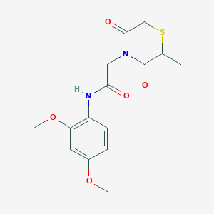 molecular formula C15H18N2O5S B2400308 N-(2,4-dimethoxyphenyl)-2-(2-methyl-3,5-dioxothiomorpholin-4-yl)acetamide CAS No. 868216-07-3