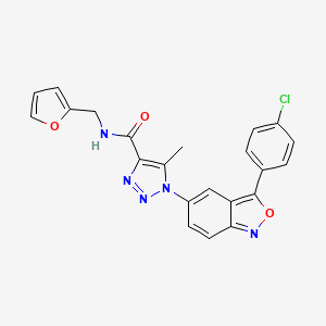 molecular formula C22H16ClN5O3 B2400385 1-(3-(4-chlorophenyl)benzo[c]isoxazol-5-yl)-N-(furan-2-ylmethyl)-5-methyl-1H-1,2,3-triazole-4-carboxamide CAS No. 950357-49-0