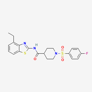 molecular formula C21H22FN3O3S2 B2400397 N-(4-ethylbenzo[d]thiazol-2-yl)-1-((4-fluorophenyl)sulfonyl)piperidine-4-carboxamide CAS No. 923509-24-4