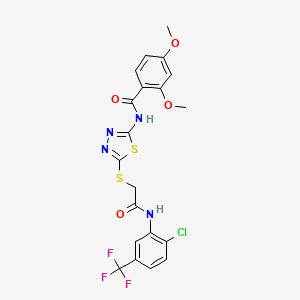 molecular formula C20H16ClF3N4O4S2 B2400428 N-(5-((2-((2-chloro-5-(trifluoromethyl)phenyl)amino)-2-oxoethyl)thio)-1,3,4-thiadiazol-2-yl)-2,4-dimethoxybenzamide CAS No. 392299-25-1