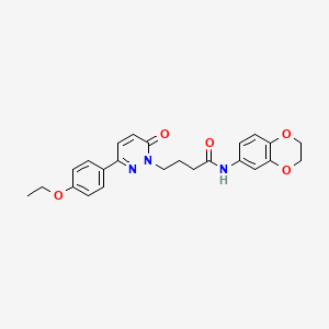 molecular formula C24H25N3O5 B2400444 N-(2,3-dihydrobenzo[b][1,4]dioxin-6-yl)-4-(3-(4-ethoxyphenyl)-6-oxopyridazin-1(6H)-yl)butanamide CAS No. 946267-07-8