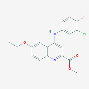 molecular formula C19H16ClFN2O3 B2400459 Methyl 4-[(3-chloro-4-fluorophenyl)amino]-6-ethoxyquinoline-2-carboxylate CAS No. 1207032-28-7