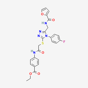 molecular formula C25H22FN5O5S B2400517 ethyl 4-(2-{[4-(4-fluorophenyl)-5-{[(furan-2-yl)formamido]methyl}-4H-1,2,4-triazol-3-yl]sulfanyl}acetamido)benzoate CAS No. 310449-91-3