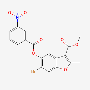 molecular formula C18H12BrNO7 B2400542 Methyl 6-bromo-2-methyl-5-((3-nitrobenzoyl)oxy)benzofuran-3-carboxylate CAS No. 315237-18-4