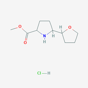 molecular formula C10H18ClNO3 B2400612 Methyl 5-(oxolan-2-yl)pyrrolidine-2-carboxylate;hydrochloride CAS No. 2503202-48-8