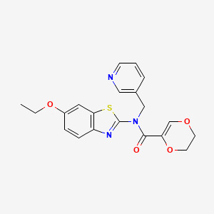 molecular formula C20H19N3O4S B2400629 N-(6-ethoxybenzo[d]thiazol-2-yl)-N-(pyridin-3-ylmethyl)-5,6-dihydro-1,4-dioxine-2-carboxamide CAS No. 895016-99-6