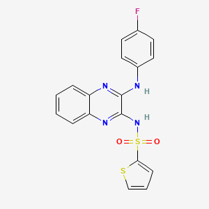 molecular formula C18H13FN4O2S2 B2400687 N-(3-((4-fluorophenyl)amino)quinoxalin-2-yl)thiophene-2-sulfonamide CAS No. 325830-53-3