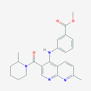 molecular formula C24H26N4O3 B2400726 Methyl 3-((7-methyl-3-(2-methylpiperidine-1-carbonyl)-1,8-naphthyridin-4-yl)amino)benzoate CAS No. 1251628-65-5