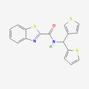 molecular formula C17H12N2OS3 B2400823 N-(thiophen-2-yl(thiophen-3-yl)methyl)benzo[d]thiazole-2-carboxamide CAS No. 2034514-19-5