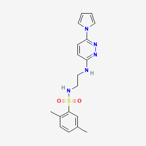 molecular formula C18H21N5O2S B2400841 N-(2-((6-(1H-pyrrol-1-yl)pyridazin-3-yl)amino)ethyl)-2,5-dimethylbenzenesulfonamide CAS No. 1421448-80-7