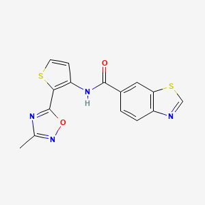 molecular formula C15H10N4O2S2 B2400917 N-[2-(3-methyl-1,2,4-oxadiazol-5-yl)thiophen-3-yl]-1,3-benzothiazole-6-carboxamide CAS No. 1797067-27-6