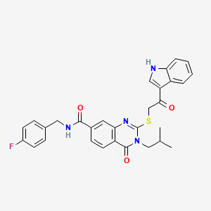 molecular formula C30H27FN4O3S B2400919 N-[(4-fluorophenyl)methyl]-2-{[2-(1H-indol-3-yl)-2-oxoethyl]sulfanyl}-3-(2-methylpropyl)-4-oxo-3,4-dihydroquinazoline-7-carboxamide CAS No. 1189956-95-3