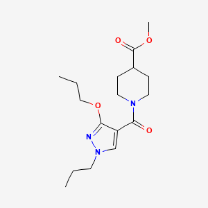 molecular formula C17H27N3O4 B2401018 methyl 1-(3-propoxy-1-propyl-1H-pyrazole-4-carbonyl)piperidine-4-carboxylate CAS No. 1014027-61-2
