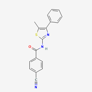 molecular formula C18H13N3OS B2401019 4-cyano-N-(5-methyl-4-phenyl-1,3-thiazol-2-yl)benzamide CAS No. 313662-34-9