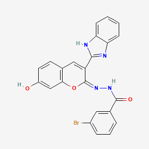 molecular formula C23H15BrN4O3 B2401074 N'-[(2E)-3-(1H-1,3-benzodiazol-2-yl)-7-hydroxy-2H-chromen-2-ylidene]-3-bromobenzohydrazide CAS No. 389075-72-3