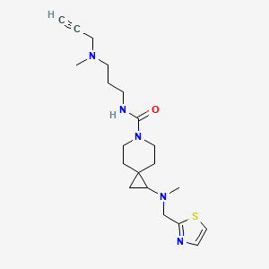 molecular formula C20H31N5OS B2401075 N-[3-[Methyl(prop-2-ynyl)amino]propyl]-2-[methyl(1,3-thiazol-2-ylmethyl)amino]-6-azaspiro[2.5]octane-6-carboxamide CAS No. 2224070-23-7