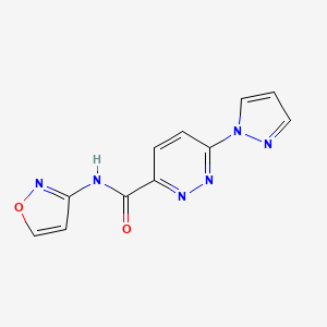 molecular formula C11H8N6O2 B2401102 N-(isoxazol-3-yl)-6-(1H-pyrazol-1-yl)pyridazine-3-carboxamide CAS No. 1351609-62-5