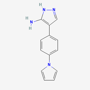 molecular formula C13H12N4 B2401108 4-[4-(1H-pyrrol-1-yl)phenyl]-1H-pyrazol-5-amine CAS No. 1024019-01-9