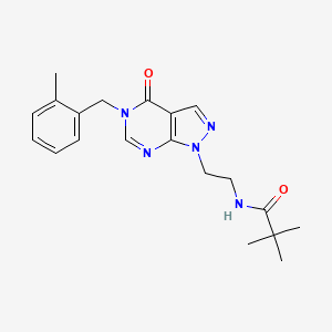 molecular formula C20H25N5O2 B2401126 N-(2-(5-(2-methylbenzyl)-4-oxo-4,5-dihydro-1H-pyrazolo[3,4-d]pyrimidin-1-yl)ethyl)pivalamide CAS No. 922117-02-0