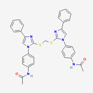 molecular formula C35H30N6O2S2 B2401193 N-[4-[2-[[1-(4-acetamidophenyl)-4-phenylimidazol-2-yl]sulfanylmethylsulfanyl]-4-phenylimidazol-1-yl]phenyl]acetamide CAS No. 380340-55-6