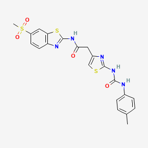N-(6-(methylsulfonyl)benzo[d]thiazol-2-yl)-2-(2-(3-(p-tolyl)ureido)thiazol-4-yl)acetamide