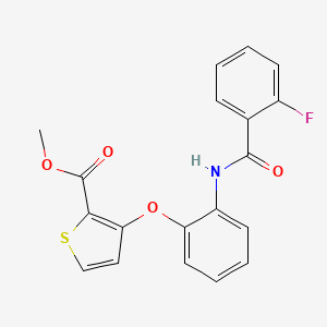 molecular formula C19H14FNO4S B2401232 Methyl 3-{2-[(2-fluorobenzoyl)amino]phenoxy}-2-thiophenecarboxylate CAS No. 900015-01-2