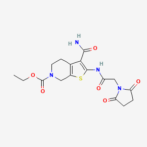 ethyl 3-carbamoyl-2-(2-(2,5-dioxopyrrolidin-1-yl)acetamido)-4,5-dihydrothieno[2,3-c]pyridine-6(7H)-carboxylate