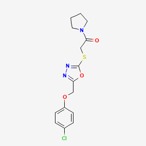 2-((5-((4-Chlorophenoxy)methyl)-1,3,4-oxadiazol-2-yl)thio)-1-(pyrrolidin-1-yl)ethanone