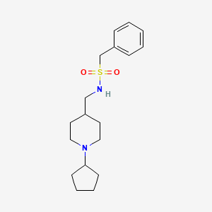 molecular formula C18H28N2O2S B2401242 N-[(1-cyclopentylpiperidin-4-yl)methyl]-1-phenylmethanesulfonamide CAS No. 953144-15-5