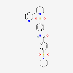 4-piperidin-1-ylsulfonyl-N-[4-(2-pyridin-3-ylpiperidin-1-yl)sulfonylphenyl]benzamide