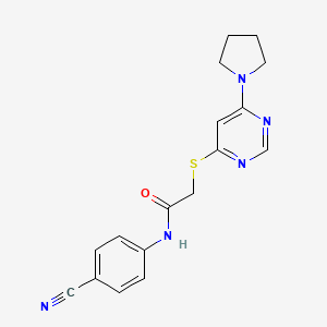molecular formula C17H17N5OS B2401255 N-(4-cyanophenyl)-2-((6-(pyrrolidin-1-yl)pyrimidin-4-yl)thio)acetamide CAS No. 1251619-85-8