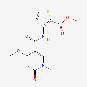 molecular formula C14H14N2O5S B2401262 Methyl 3-(4-methoxy-1-methyl-6-oxo-1,6-dihydropyridine-3-carboxamido)thiophene-2-carboxylate CAS No. 2034618-29-4