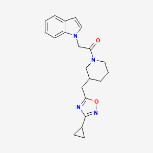 1-(3-((3-cyclopropyl-1,2,4-oxadiazol-5-yl)methyl)piperidin-1-yl)-2-(1H-indol-1-yl)ethanone