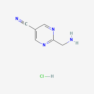 molecular formula C6H7ClN4 B2401304 2-(Aminomethyl)pyrimidine-5-carbonitrile hydrochloride CAS No. 1955499-82-7