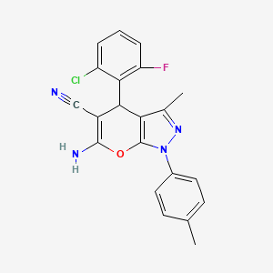 6-Amino-4-(2-chloro-6-fluorophenyl)-3-methyl-1-(4-methylphenyl)-1,4-dihydropyrano[2,3-c]pyrazole-5-carbonitrile