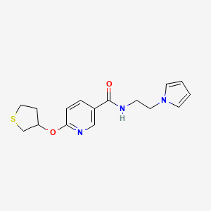 molecular formula C16H19N3O2S B2401316 N-(2-(1H-pyrrol-1-yl)ethyl)-6-((tetrahydrothiophen-3-yl)oxy)nicotinamide CAS No. 2034237-97-1