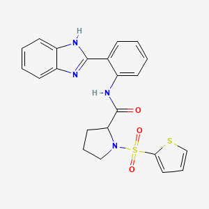 molecular formula C22H20N4O3S2 B2401325 N-(2-(1H-benzo[d]imidazol-2-yl)phenyl)-1-(thiophen-2-ylsulfonyl)pyrrolidine-2-carboxamide CAS No. 1098638-70-0