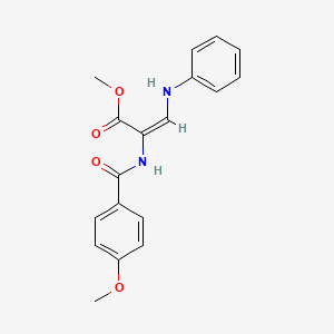 molecular formula C18H18N2O4 B2401331 Methyl 3-anilino-2-[(4-methoxybenzoyl)amino]acrylate CAS No. 245039-24-1