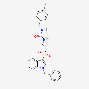 molecular formula C26H26FN3O3S B2401343 1-(2-((1-benzyl-2-methyl-1H-indol-3-yl)sulfonyl)ethyl)-3-(4-fluorobenzyl)urea CAS No. 946219-75-6