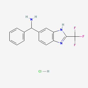 molecular formula C15H13ClF3N3 B2401357 phenyl[2-(trifluoromethyl)-1H-1,3-benzodiazol-6-yl]methanamine hydrochloride CAS No. 1169986-27-9
