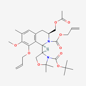 molecular formula C31H44N2O9 B2401366 tert-butyl (4R)-4-[(1R,3S)-3-(acetyloxymethyl)-7-methoxy-6-methyl-8-prop-2-enoxy-2-prop-2-enoxycarbonyl-3,4-dihydro-1H-isoquinolin-1-yl]-2,2-dimethyl-1,3-oxazolidine-3-carboxylate CAS No. 874758-58-4